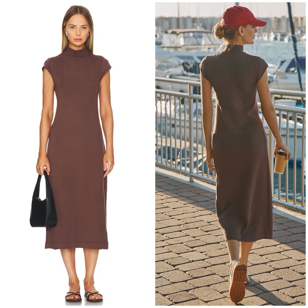 VARLEY Taunton Midi Dress in Chestnut Size S - Picture 1 of 10